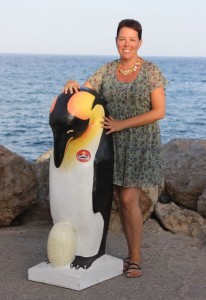 Gail Wareham with Pale the pinguin